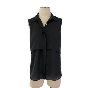 Sandra- Sleeveless Black Button Down Top Size Small.